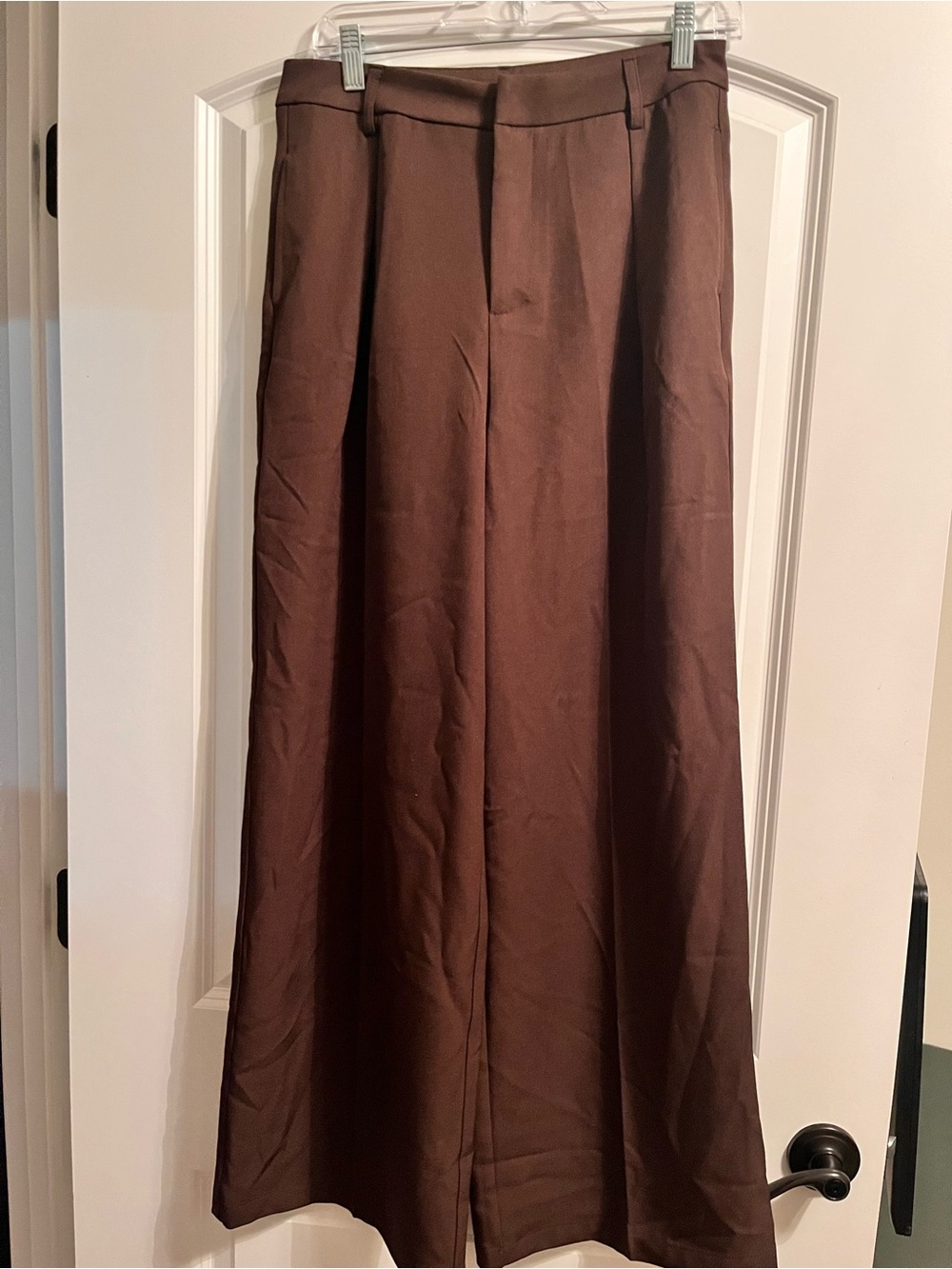Classic High-Waist Chocolate Brown Wide Leg Trousers Dress Pants Women’s 6 (M)